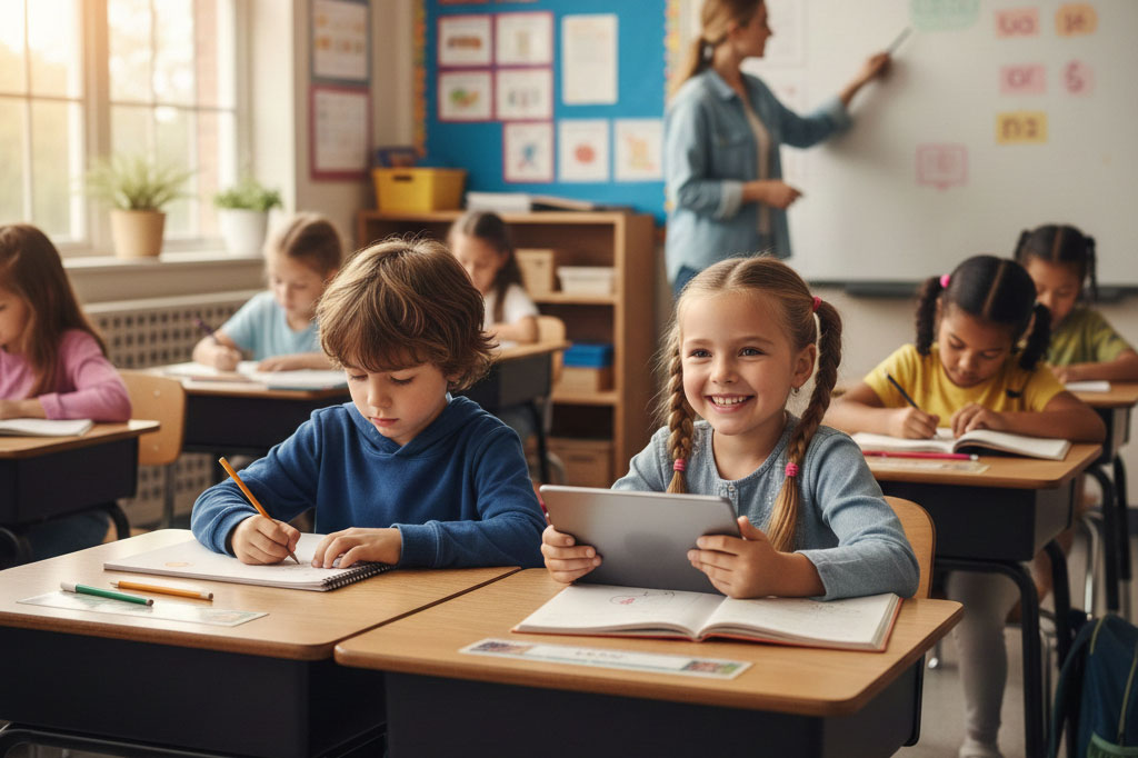 Zwei Kinder in einer Schulklasse